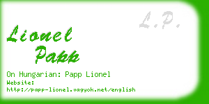 lionel papp business card